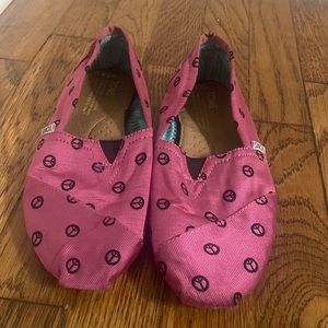 Toms Pink Peace Sign Slip-Ons